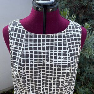 Brooklyn Industries Shift Dress White Grid/Navy Wear-to-Office sz10